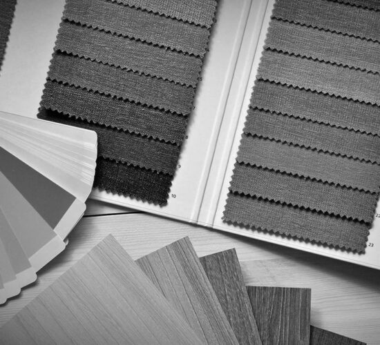 Fashion and textiles swatches on a table