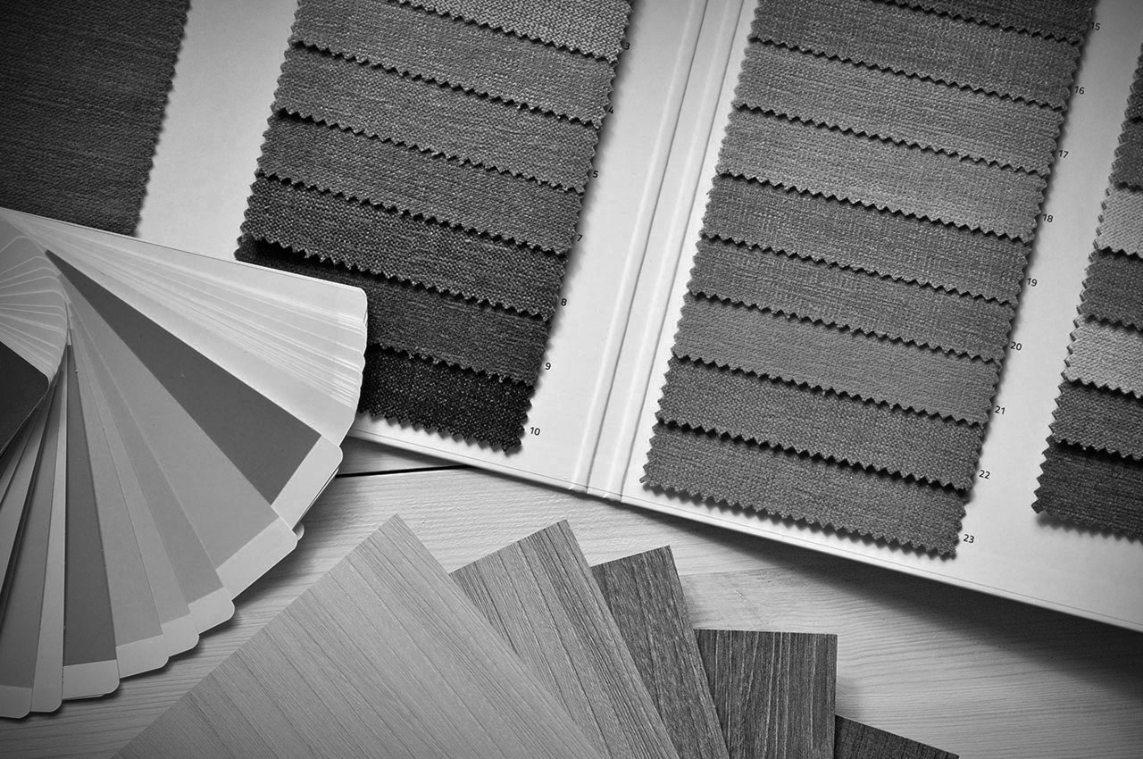 Fashion and textiles swatches on a table