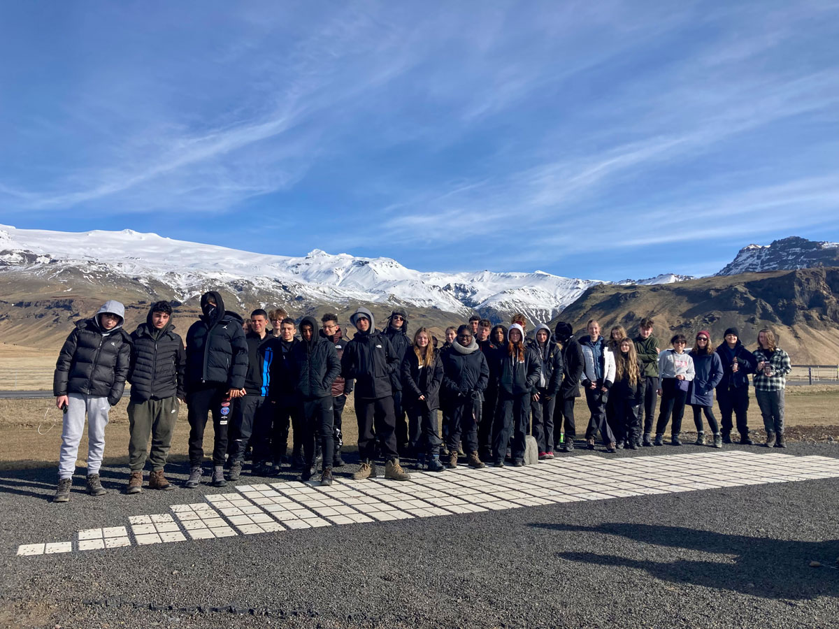EBS Students in Iceland by a volcano